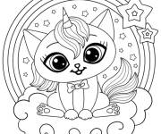 Coloriage Chat licorne kawaii mignonne