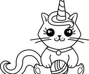 Coloriage Chaton licorne kawaii &agrave; t&eacute;l&eacute;charger