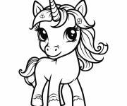Coloriage Dessin licorne kawaii