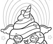 Coloriage Emoji caca de licorne kawaii