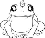 Coloriage Grenouille licorne kawaii