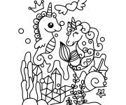 Coloriage et dessins gratuit Hypocr&acirc;nes de mer licorne kawaii à imprimer