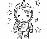 Coloriage Licorne astronaute kawaii