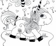 Coloriage Licorne kawaii &agrave; colorier
