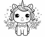 Coloriage Licorne kawaii adorable