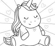 Coloriage Licorne kawaii amoureux