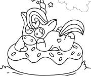 Coloriage Licorne kawaii dans la mer