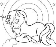 Coloriage Licorne kawaii en dormant
