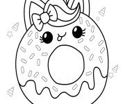 Coloriage Licorne kawaii en forme de donut