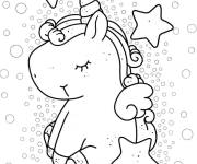 Coloriage Licorne kawaii imprimable