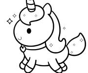 Coloriage et dessins gratuit Licorne kawaii mignon au galop à imprimer