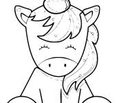 Coloriage et dessins gratuit Licorne kawaii mignon avec des c&oelig;urs à imprimer