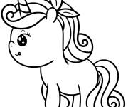 Coloriage et dessins gratuit Licorne kawaii pour enfant à imprimer