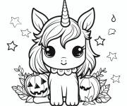 Coloriage Licorne kawaii pour Halloween