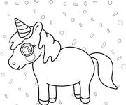 Coloriage Licorne kawaii simple
