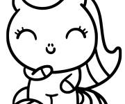 Coloriage et dessins gratuit Licorne kawaii timide à imprimer