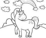 Coloriage et dessins gratuit Licorne majestueuse kawaii à imprimer
