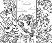 Coloriage Licornes kawaii de cartoon pour fille