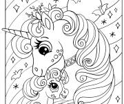 Coloriage Maman licorne avec son petit kawaii