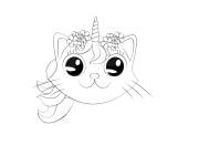 Coloriage T&ecirc;te de licorne chat kawaii