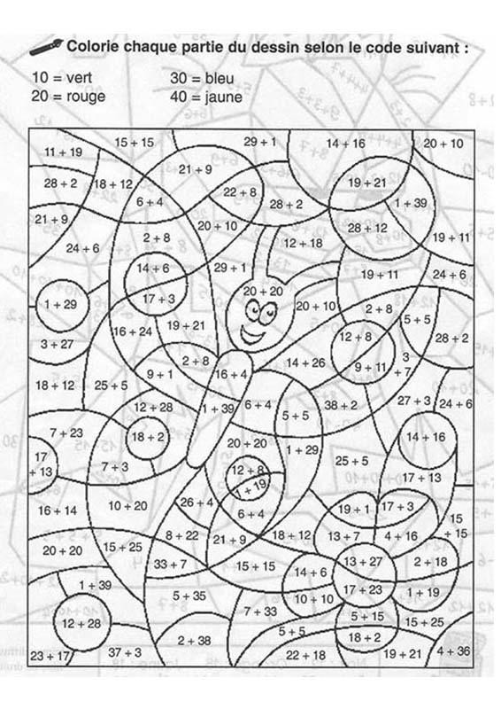 Coloriage Addition magique Le papillon dessin gratuit à imprimer