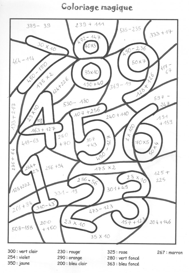 Coloriage Magique Addition gratuit à imprimer liste 20 à 40