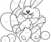 Coloriage Magique Addition lapin facile