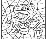 Coloriage Magique Addition Le petit Dinosaure