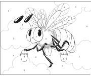 Coloriage Abeille en travaillant style cartoon