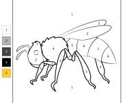 Coloriage Abeille facile num&eacute;rot&eacute; de 1-5