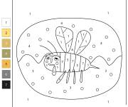 Coloriage Abeille fatigu&eacute; par num&eacute;ro