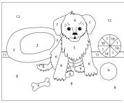 Coloriage Activit&eacute; chiot mignon par num&eacute;ro 