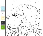 Coloriage Agneau mignon num&eacute;rot&eacute;