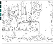 Coloriage Alice et le chat du Cheshire num&eacute;rot&eacute;