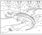 Coloriage Animal Alligator par num&eacute;ro