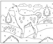 Coloriage Animal d'Am&eacute;rique Lama par num&eacute;ro