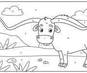 Coloriage Animal Longhorn par num&eacute;ro
