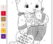 Coloriage Animal mignon num&eacute;rot&eacute; de saint valentin