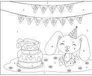 Coloriage Anniversaire du petit lapin