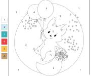 Coloriage Anniversaire du renard par num&eacute;ro