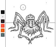 Coloriage Araign&eacute;e effrayante par num&eacute;ro