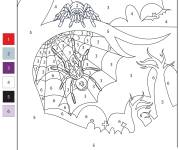 Coloriage Araign&eacute;e pour halloween par num&eacute;ro