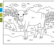 Coloriage B&oelig;uf en math&eacute;matique par num&eacute;ro