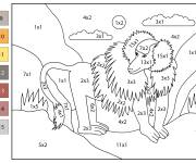 Coloriage Babouin en math&eacute;matique par num&eacute;ro