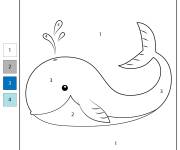 Coloriage et dessins gratuit Baleine facile par num&eacute;ro à imprimer