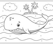 Coloriage Baleine joyeuse par num&eacute;ro