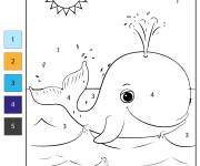 Coloriage Baleine mignon par num&eacute;ro