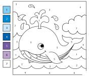 Coloriage Baleine mignon sur la surface de la mer