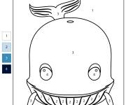 Coloriage Baleine num&eacute;rot&eacute; vue de face