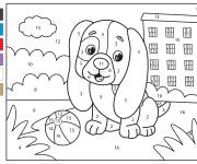 Coloriage Beau chiot kawaii num&eacute;rot&eacute;